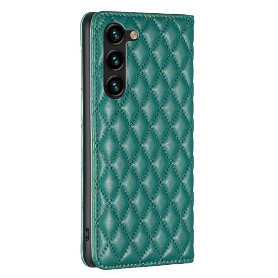 For Samsung Galaxy S24+ 5G Diamond Lattice Magnetic Leather Flip Phone Case(Green)