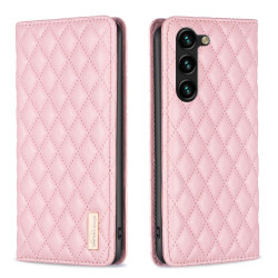 For Samsung Galaxy S24+ 5G Diamond Lattice Magnetic Leather Flip Phone Case(Pink)