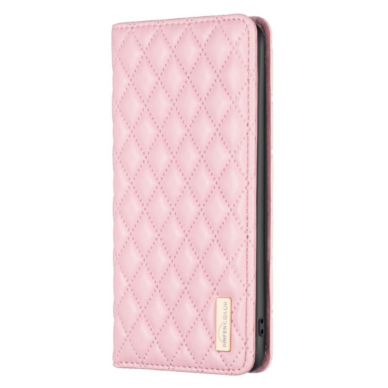 For Samsung Galaxy S24+ 5G Diamond Lattice Magnetic Leather Flip Phone Case(Pink)