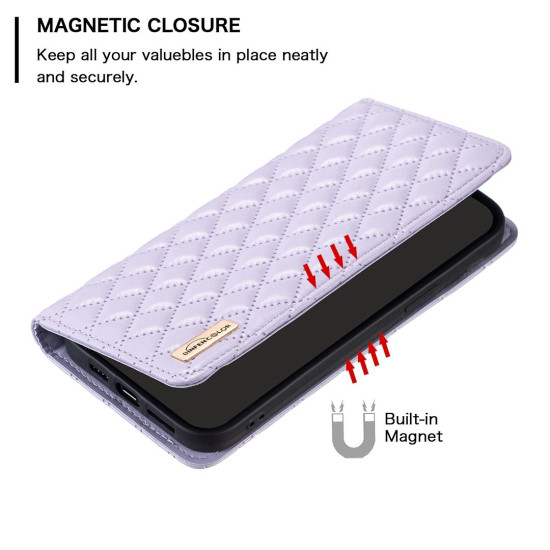 For Samsung Galaxy S24+ 5G Diamond Lattice Magnetic Leather Flip Phone Case(Purple)