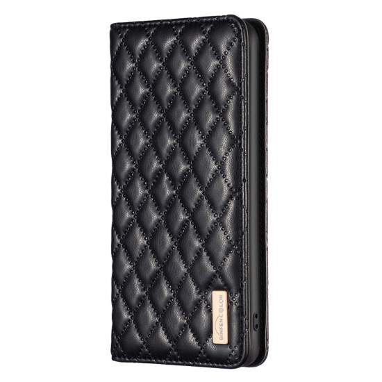 For Samsung Galaxy S24+ 5G Diamond Lattice Magnetic Leather Flip Phone Case(Black)
