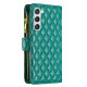 For Samsung Galaxy S24+ 5G Diamond Lattice Zipper Wallet Leather Flip Phone Case(Green)