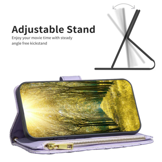 For Samsung Galaxy S24+ 5G Diamond Lattice Zipper Wallet Leather Flip Phone Case(Purple)