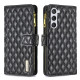 For Samsung Galaxy S24+ 5G Diamond Lattice Zipper Wallet Leather Flip Phone Case(Black)