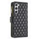 For Samsung Galaxy S24+ 5G Diamond Lattice Zipper Wallet Leather Flip Phone Case(Black)