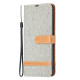 For Samsung Galaxy S24+ 5G Color Block Denim Texture Leather Phone Case(Grey)