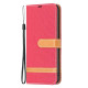 For Samsung Galaxy S24+ 5G Color Block Denim Texture Leather Phone Case(Red)
