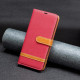 For Samsung Galaxy S24+ 5G Color Block Denim Texture Leather Phone Case(Red)