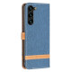 For Samsung Galaxy S24+ 5G Color Block Denim Texture Leather Phone Case(Dark Blue)