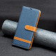 For Samsung Galaxy S24+ 5G Color Block Denim Texture Leather Phone Case(Dark Blue)