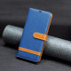 For Samsung Galaxy S24+ 5G Color Block Denim Texture Leather Phone Case(Royal Blue)