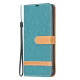 For Samsung Galaxy S24+ 5G Color Block Denim Texture Leather Phone Case(Green)