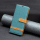 For Samsung Galaxy S24+ 5G Color Block Denim Texture Leather Phone Case(Green)