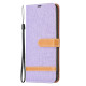 For Samsung Galaxy S24+ 5G Color Block Denim Texture Leather Phone Case(Purple)