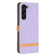 For Samsung Galaxy S24+ 5G Color Block Denim Texture Leather Phone Case(Purple)