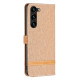 For Samsung Galaxy S24+ 5G Color Block Denim Texture Leather Phone Case(Brown)
