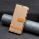 For Samsung Galaxy S24+ 5G Color Block Denim Texture Leather Phone Case(Brown)