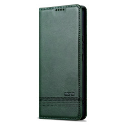 For Samsung Galaxy S24+ 5G AZNS Magnetic Calf Texture Flip Leather Phone Case(Dark Green)