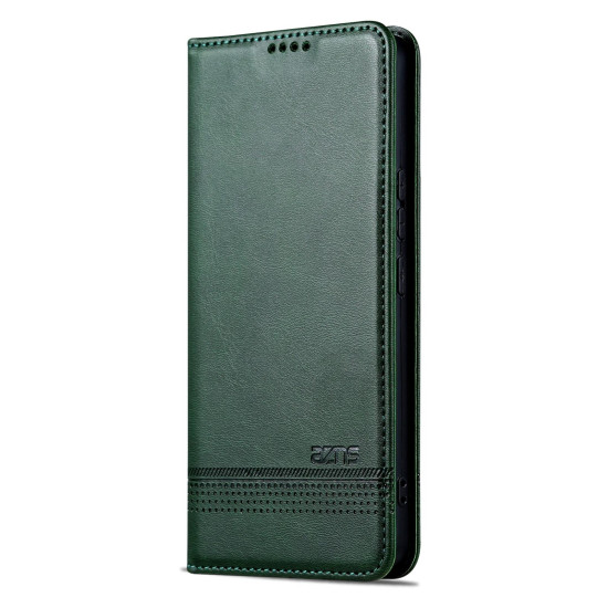 For Samsung Galaxy S24+ 5G AZNS Magnetic Calf Texture Flip Leather Phone Case(Dark Green)