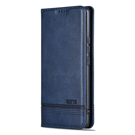 For Samsung Galaxy S24+ 5G AZNS Magnetic Calf Texture Flip Leather Phone Case(Dark Blue)