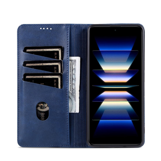 For Samsung Galaxy S24+ 5G AZNS Magnetic Calf Texture Flip Leather Phone Case(Dark Blue)