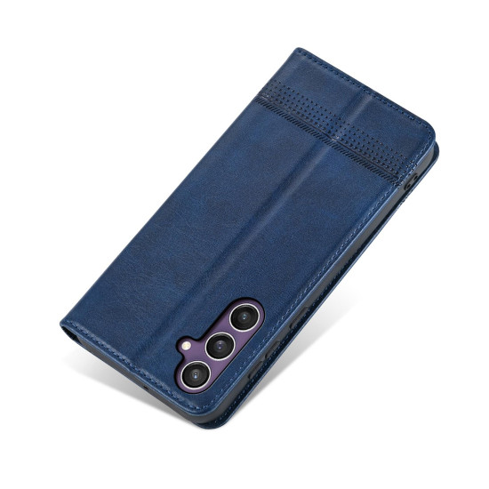 For Samsung Galaxy S24+ 5G AZNS Magnetic Calf Texture Flip Leather Phone Case(Dark Blue)