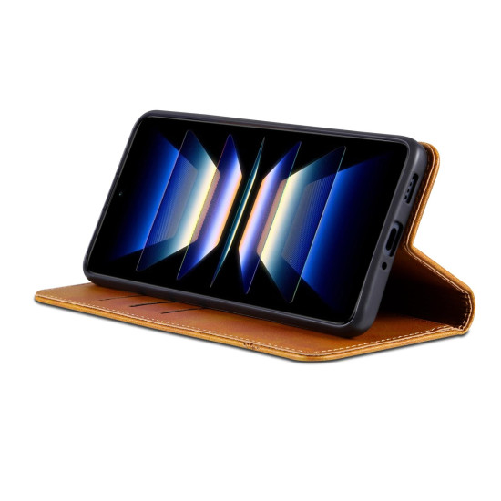 For Samsung Galaxy S24+ 5G AZNS Magnetic Calf Texture Flip Leather Phone Case(Light Brown)