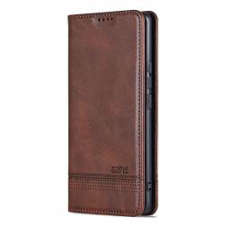 For Samsung Galaxy S24+ 5G AZNS Magnetic Calf Texture Flip Leather Phone Case(Dark Brown)