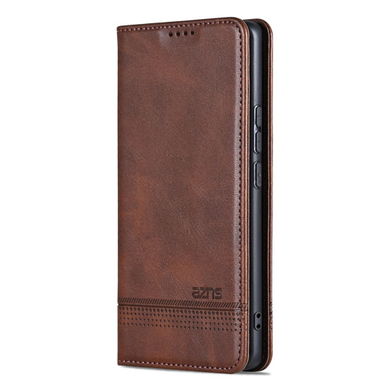For Samsung Galaxy S24+ 5G AZNS Magnetic Calf Texture Flip Leather Phone Case(Dark Brown)