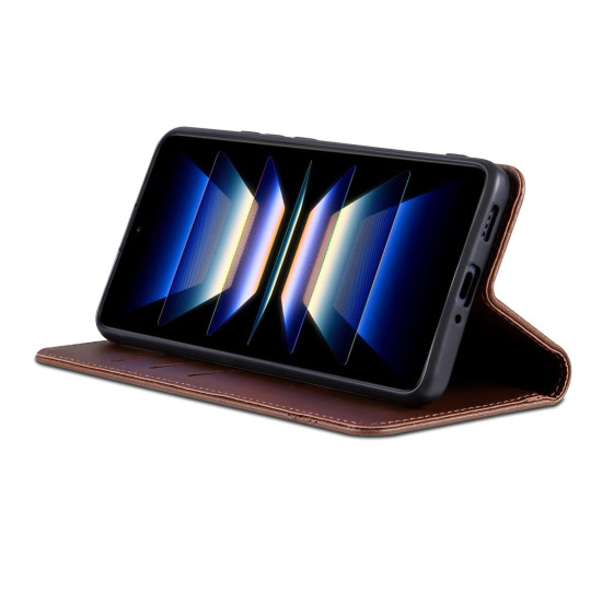 For Samsung Galaxy S24+ 5G AZNS Magnetic Calf Texture Flip Leather Phone Case(Dark Brown)