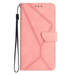 For Samsung Galaxy S24+ 5G Stitching Embossed Leather Phone Case(Pink)