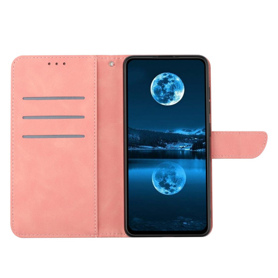 For Samsung Galaxy S24+ 5G Stitching Embossed Leather Phone Case(Pink)