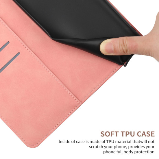 For Samsung Galaxy S24+ 5G Stitching Embossed Leather Phone Case(Pink)