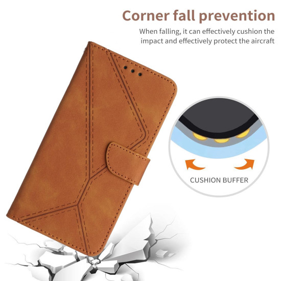 For Samsung Galaxy S24+ 5G Stitching Embossed Leather Phone Case(Brown)