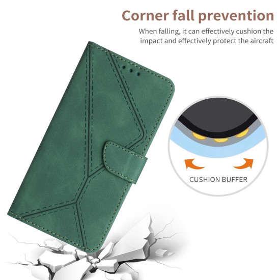 For Samsung Galaxy S24+ 5G Stitching Embossed Leather Phone Case(Green)