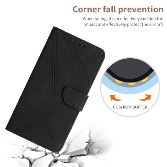 For Samsung Galaxy S24+ 5G Stitching Embossed Leather Phone Case(Black)