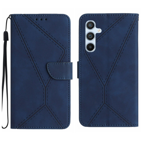 For Samsung Galaxy S24+ 5G Stitching Embossed Leather Phone Case(Blue)