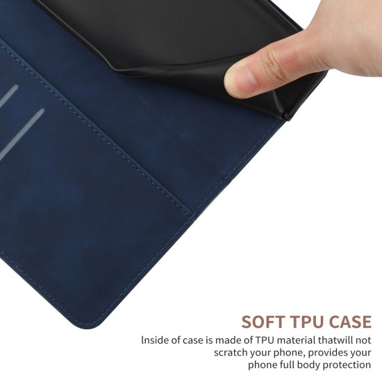For Samsung Galaxy S24+ 5G Stitching Embossed Leather Phone Case(Blue)
