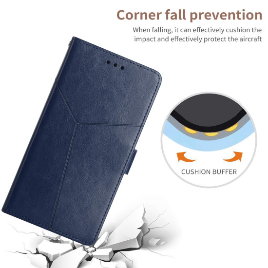 For Samsung Galaxy S24+ 5G Y-shaped Pattern Flip Leather Phone Case(Blue)