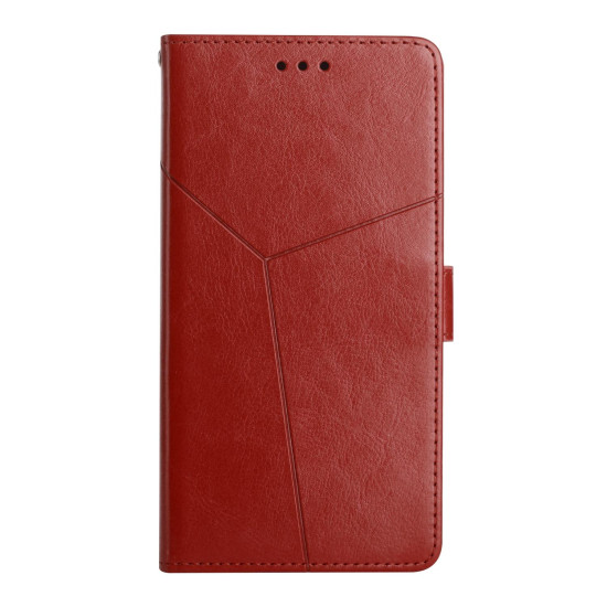 For Samsung Galaxy S24+ 5G Y-shaped Pattern Flip Leather Phone Case(Brown)
