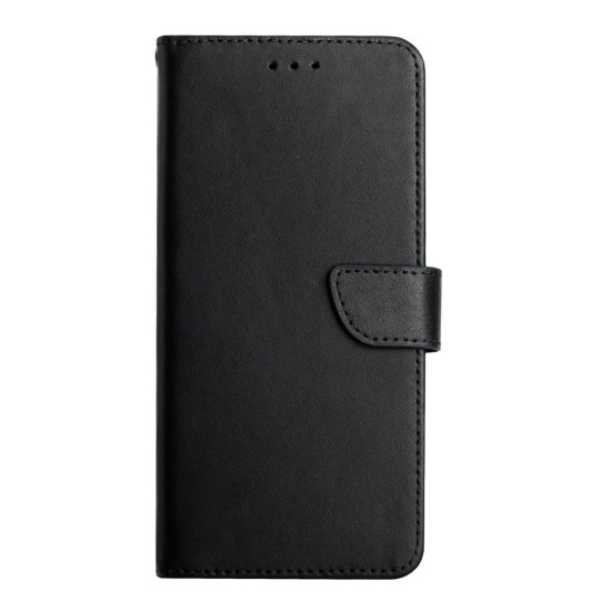 For Samsung Galaxy S24+ 5G HT02 Genuine Leather Fingerprint-proof Flip Phone Case(Black)
