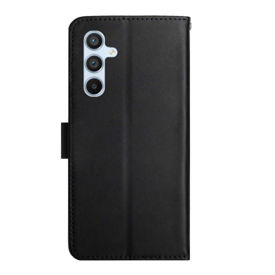 For Samsung Galaxy S24+ 5G HT02 Genuine Leather Fingerprint-proof Flip Phone Case(Black)