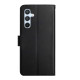 For Samsung Galaxy S24+ 5G HT02 Genuine Leather Fingerprint-proof Flip Phone Case(Black)