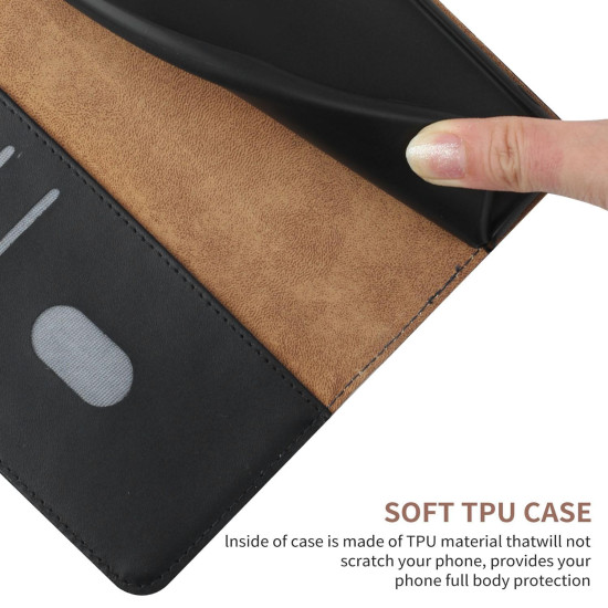 For Samsung Galaxy S24+ 5G HT02 Genuine Leather Fingerprint-proof Flip Phone Case(Black)