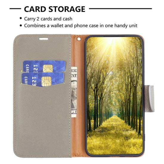 For Samsung Galaxy S24+ 5G Litchi Texture Pure Color Flip Leather Phone Case(Grey)