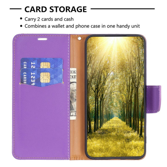For Samsung Galaxy S24+ 5G Litchi Texture Pure Color Flip Leather Phone Case(Purple)