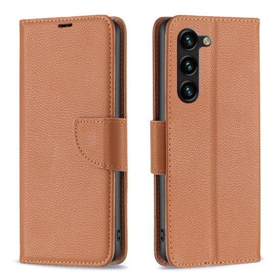 For Samsung Galaxy S24+ 5G Litchi Texture Pure Color Flip Leather Phone Case(Brown)