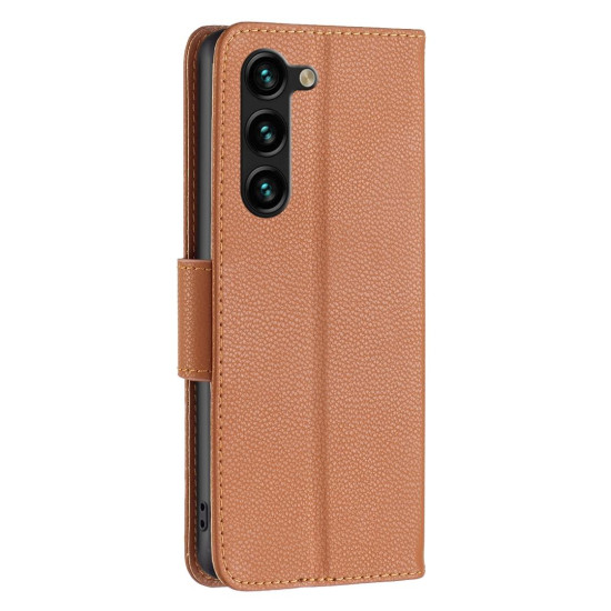 For Samsung Galaxy S24+ 5G Litchi Texture Pure Color Flip Leather Phone Case(Brown)