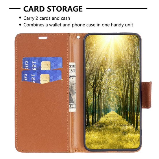 For Samsung Galaxy S24+ 5G Litchi Texture Pure Color Flip Leather Phone Case(Brown)