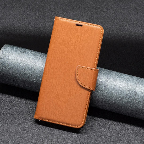 For Samsung Galaxy S24+ 5G Litchi Texture Pure Color Flip Leather Phone Case(Brown)